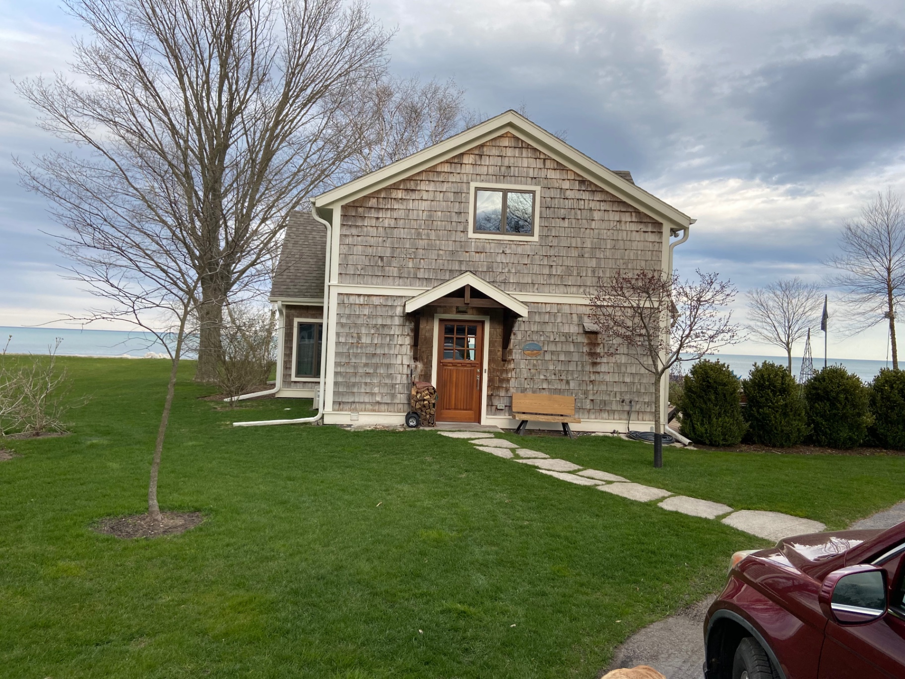 Custom cedar-shake lakeshore home built on Lake Michigan